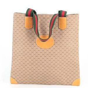 Gucci Tan and Green Signature Tote